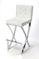 Modern White Faux Leather Bar Stool