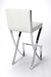 Modern White Faux Leather Bar Stool