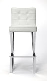 Modern White Faux Leather Bar Stool