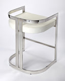 Nickel Plated White Faux Leather Counter Stool