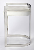 Nickel Plated White Faux Leather Counter Stool