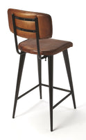 Dark Brown Leather Bar Stool