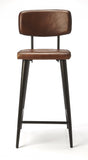 Dark Brown Leather Bar Stool