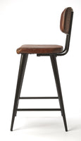 Dark Brown Leather Bar Stool