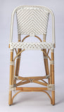 White and Tan Beige Rattan Counter Stool