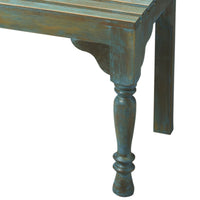 Antiqued Blue Solid Wood Bench