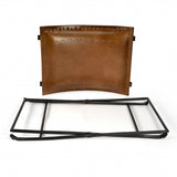 Foldable Brown Leather Stool