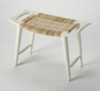 White and Natural Cane Woven Stool