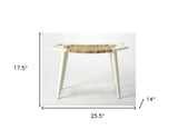White and Natural Cane Woven Stool