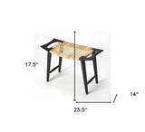 Black and Natural Cane Woven Stool