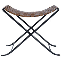 Brown Leather Weave Stool