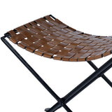 Brown Leather Weave Stool