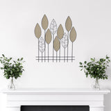 Metal Flower and Leaves Wall Decor