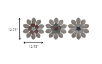 Set of Three Wood and Metal Flower Wall Decor