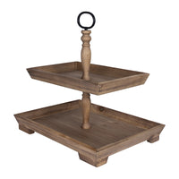 Two Tiered Wooden Serving Stand