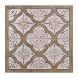 Pale Pink Quatrefoil Metal and Wood Wall Plaque