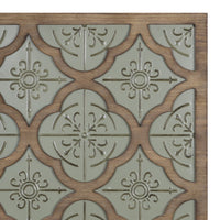 Green Ethnic Pattern Wood and Metal Wall Plaque
