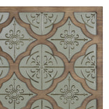 Green Ethnic Pattern Wood and Metal Wall Plaque