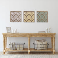 Green Ethnic Pattern Wood and Metal Wall Plaque