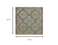 Green Ethnic Pattern Wood and Metal Wall Plaque