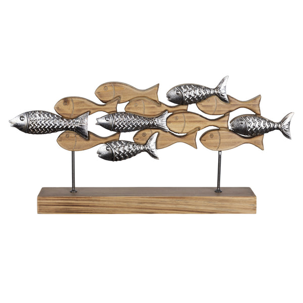 Carved School of Fish Sculpture