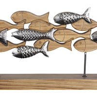 Carved School of Fish Sculpture