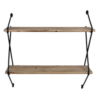 Two Tier Metal and Wood Wall Shelf