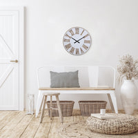Rustic Wooden Roman Numeral Wall Clock