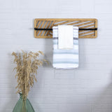 Cut Out Design Wood and Metal Towel Rack