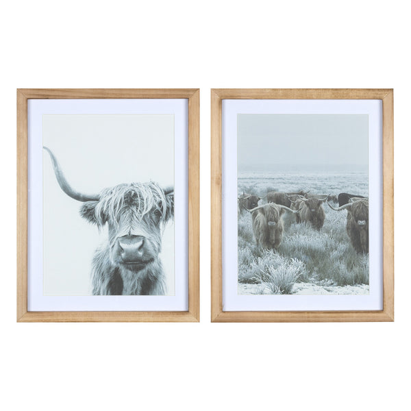 Set of Two Wooden Highland Cows Wall Art