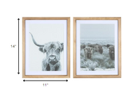 Set of Two Wooden Highland Cows Wall Art