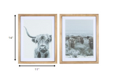 Set of Two Wooden Highland Cows Wall Art