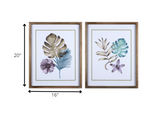 Set of Two Wooden Multicolor Leaf Wall Art