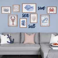 Blue Wooden Sun Salt Sea Wall Decor