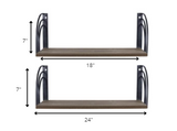 Set of Two Arched Wooden Floating Wall Shelves