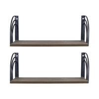 Set of Two Arched Wooden Floating Wall Shelves
