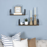 Set of Two Arched Wooden Floating Wall Shelves
