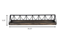 Set of Two Wooden Wire Mesh Floating Wall Shelves