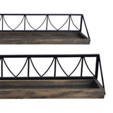 Set of Two Wooden Wire Mesh Floating Wall Shelves