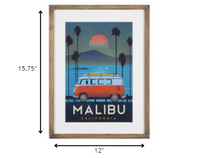 Wooden Frame Malibu Beach Wall Art