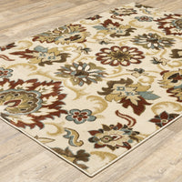 5?x7? Ivory and Red Floral Vines Area Rug