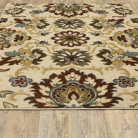 5?x7? Ivory and Red Floral Vines Area Rug