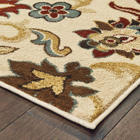 5?x7? Ivory and Red Floral Vines Area Rug