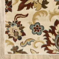 5?x7? Ivory and Red Floral Vines Area Rug