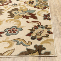 5?x7? Ivory and Red Floral Vines Area Rug