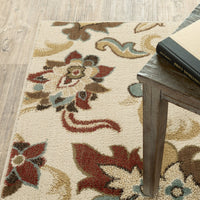 5?x7? Ivory and Red Floral Vines Area Rug