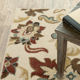 5?x7? Ivory and Red Floral Vines Area Rug