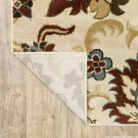 5?x7? Ivory and Red Floral Vines Area Rug