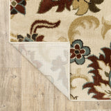 5?x7? Ivory and Red Floral Vines Area Rug