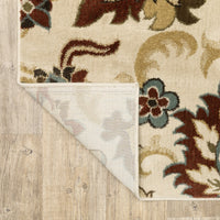7?x9? Ivory and Red Floral Vines Area Rug